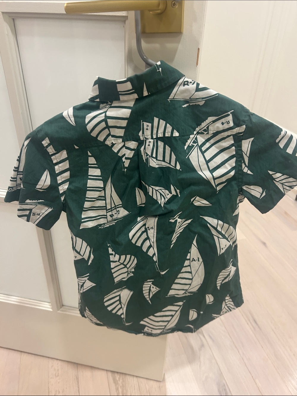 Crewcuts Green Short-Sleeve Button-Down with White Sailboat Print - Picture 2 of 3